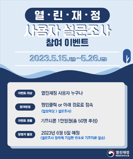 2023년 열린재정 사용자 설문조사 참여 해당 이미지는 하단 텍스트를 바탕으로 제작 되었습니다.