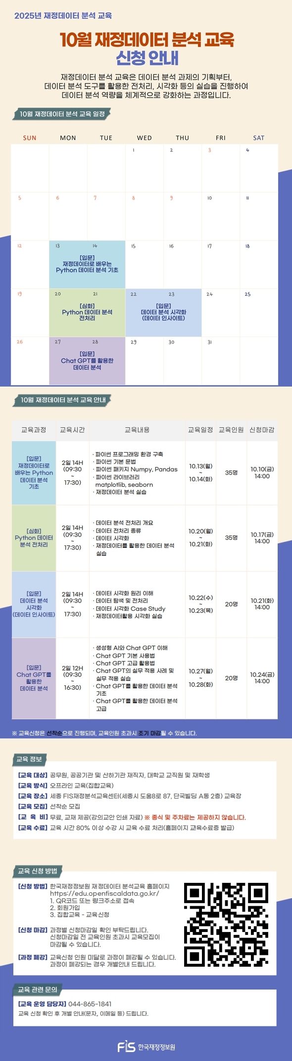 2025년 10월 재정데이터 분석·활용 교육일정 안내