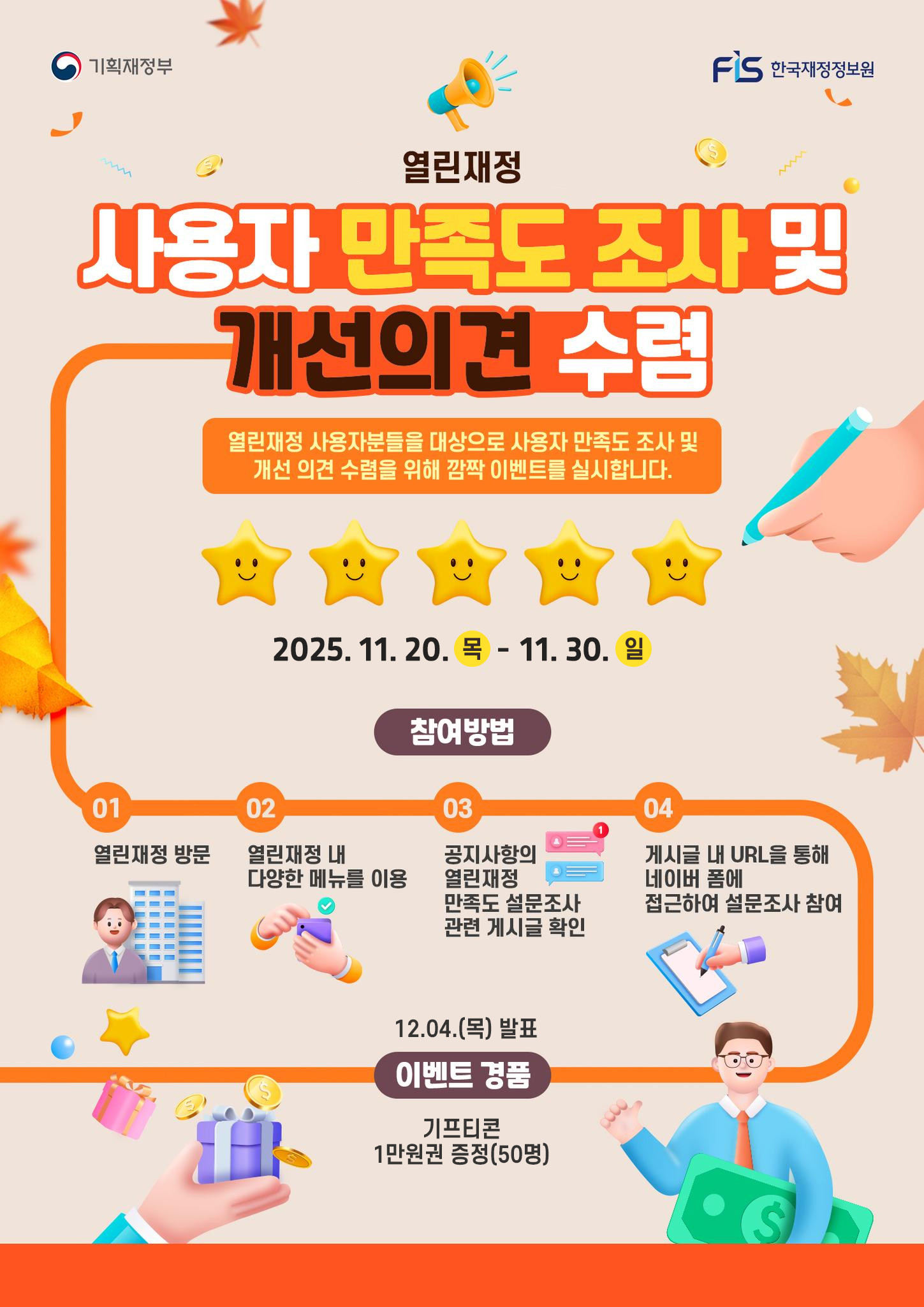 2025년 열린재정 사용자 만족도 설문조사 이벤트