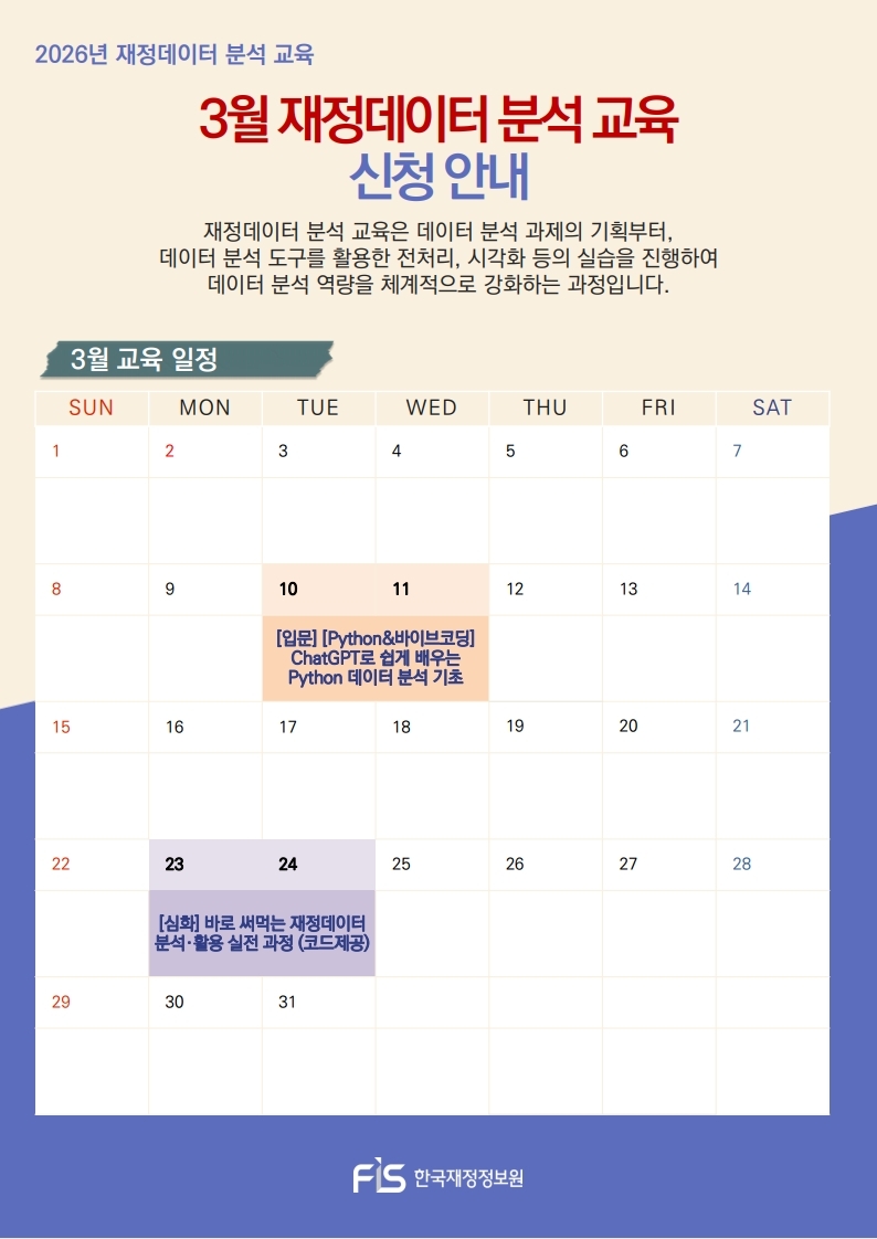 2026년 3월 재정데이터 분석·활용 교육일정 안내1